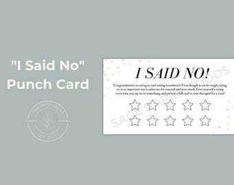 I Said No Punch Card | Digital Print | Counselor & Therapist Resources, Handouts, Homework