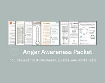 Anger Awareness Packet | Digital Print | Counselor & Therapist Resources, Handouts, Homework