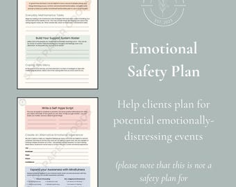 Emotional Safety Plan | Digital Print | Counselor & Therapist Resources, Handouts, Homework