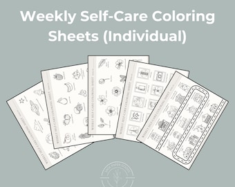 Weekly Self-Care Coloring Sheets (Individual) | Digital Print | Counselor & Therapist Resources, Handouts, Homework