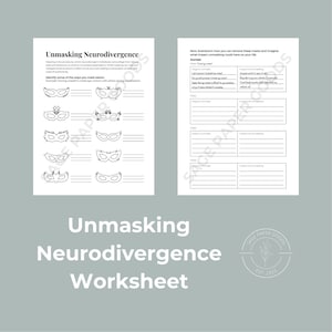 Unmasking Neurodivergence Worksheet | Digital Print | Neurodivergence (ADHD, Autism, etc.) | Therapist Resources, Handouts, Homework