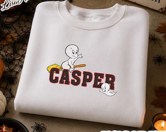 Embroidered Cute Ghost Sweatshirt, The Friendly Ghost Embroidery Hoodie, Casper Friendly Ghost Sweater