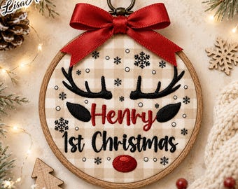 Personalized Baby’s First Christmas Ornament 2026, Custom Name Embroidery Hoop Keepsake, New Baby Christmas Ornament, Baby Name Keepsake