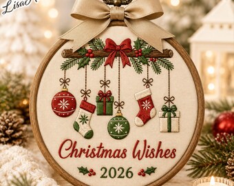 Personalized Christmas Ornament 2026, Embroidery Hoop Keepsake, New Baby Christmas Ornament, Baby Name Keepsake