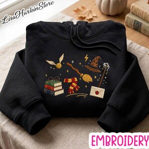 Sweat-shirt brodé Magicien, Sweat-shirt fantastique, Sweat-shirt magique, École de sorcellerie, Baguette magique, Bâton de magicien