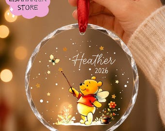 Personalized Winnie Pooh Christmas Ornament, Christmas Pooh Ornament, Gift For Baby, Baby's First Christmas Ornament