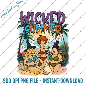 Wicked Summer Png, Funny Sister Witch On Beach Summerween Party Png, Witch Summer Png, Summer Halloween Png, Halloween Witches Png