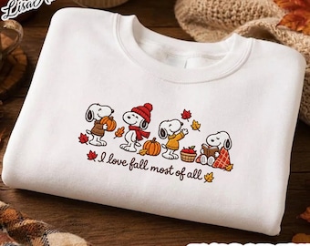Embroidered Fall Dog Sweatshirt, Pumpkin Autumn Embroidery Crewneck, Cozy Dog Leaves Sweater, Cute Harvest Season Shirt