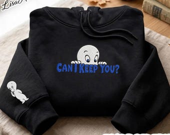 Embroidered Can I Keep You Ghost Sweatshirt, The Friendly Ghost Embroidery Hoodie, Casper Friendly Ghost Sweater