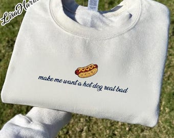 Embroidered Make Me Want A Hotdog Real Bad Shirt, 4th Of July Funny Summer Ribbed Tee, Americana BBQ Shirt, Patriotic Hot Dog Shirt