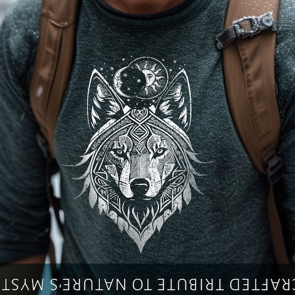 Wolf Spirit Animal, Hiking Shirt, White Wolf Shirt, Shamanic Wolf Shirt, Wolf Lover Gift, Wilderness Nature Lover Gift,