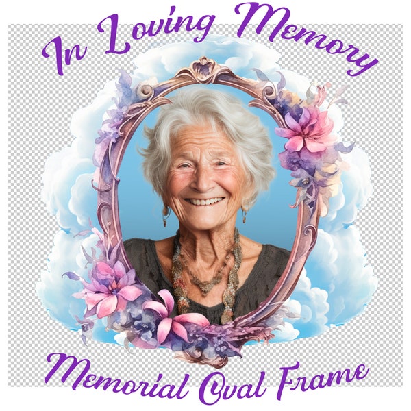 In loving Memory Oval Frame, Memorial Clip Art, Lavender, Pink and Blue, Memorial design, POD Clip Art, Bereavement Art