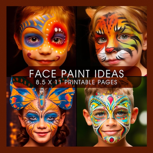 Pomysły na malowanie twarzy na Halloween: Tablica z projektami do druku (do pobrania w wersji cyfrowej)