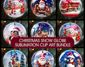 Christmas Snow Globe Ornament Clip Art: Winter PNG Bundle (Digital File)