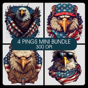 Patriotic Eagle & American Flag PNG Bundle (Commercial Use)
