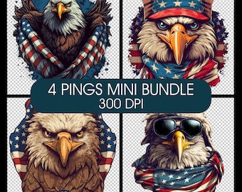 Patriotic Eagle & American Flag PNG Bundle (Commercial Use)