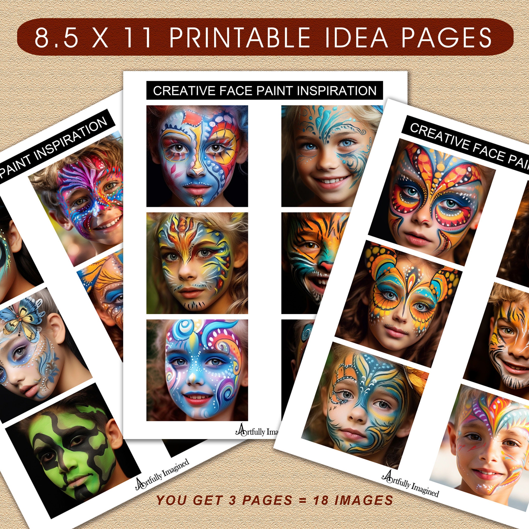 Halloween Face Paint Ideas: Printable Design Board (digital Download ...