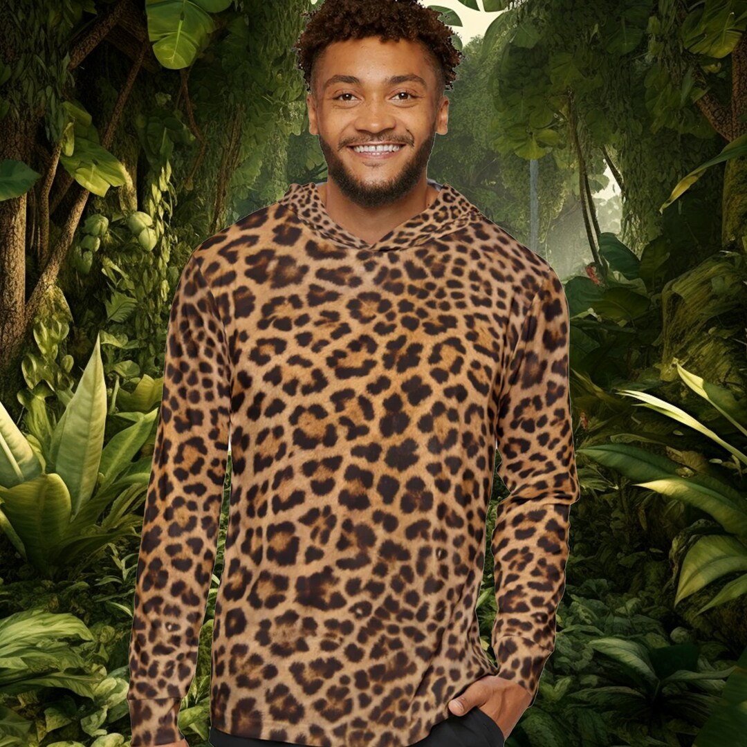 Leopard Print Men's Sports Warmup Hoodie (AOP), Animal Print Hoodie Etsy