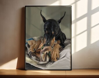 Pet Portraits: Custom Dog & Cat Digital Oil Painting - Pet Memorial Keepsake. Thoughtful Pet Gift, Home Decor for Pet Owners.