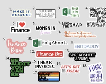 Finance Sticker Packs | Financial Decal | Water Bottle Sticker | Laptop Sticker | Waterproof Stickers | Finance Career Stickers