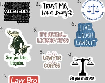Lawyer Sticker Packs | Law Decal | Water Bottle Sticker | Laptop Sticker | Waterproof Stickers | Lawyer Career Stickers