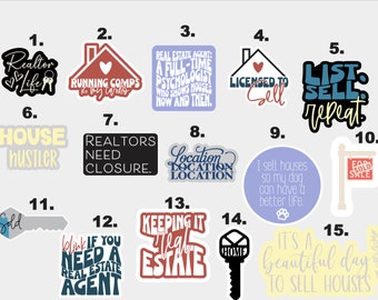 Realtor Sticker Packs | Real Estate Decal | Water Bottle Sticker | Laptop Sticker | Waterproof Stickers | Broker Stickers
