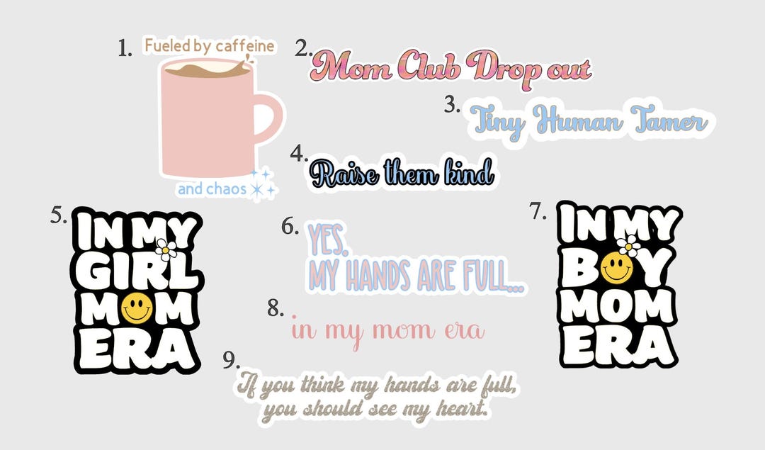 Mums Pdf Sticker Sticker Pack Mom Stickers, Motherhood Stickers, in My Mom Era Stickers ...