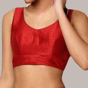 Handmade Silk Fabric Red Colour V-Neck Blouse, blouse , women blouse, saree blouse , handmade blouse, blouse for women , lehenga blouse
