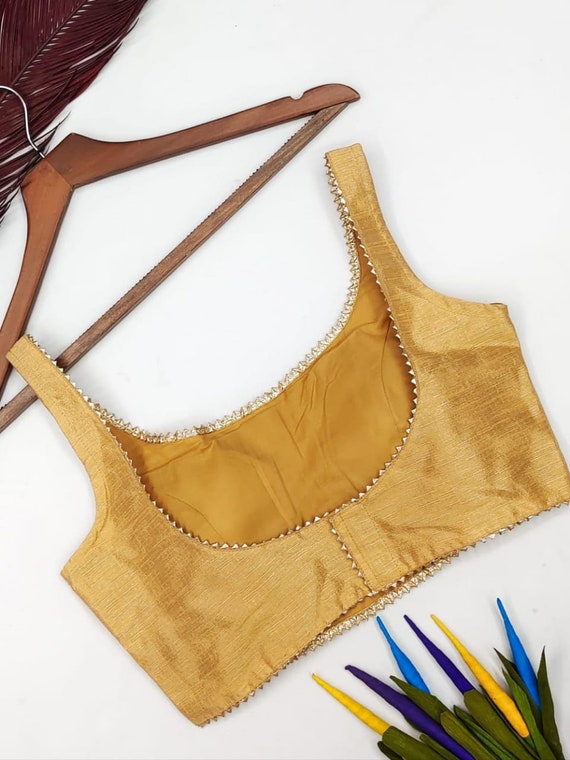 Beautiful Indian Designer Silk Fabric Golden Colour Samosa Lace