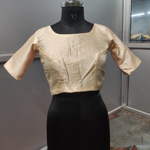 Beautiful Indian designer silk fabric Golden  colour  half sleeve handmade Blouse saree blouse , indian blouse , blouse || Free Shipping ||