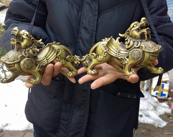 Pair Brass Pixiu Statues, Feng Shui Temple Guardian Decor - Etsy Pair Brass Pixiu Statues, Feng Shui Temple Guardian Decor - Etsy