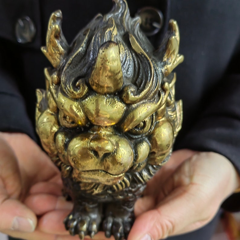 Wealth Pixiu Statue Feng Shui Decor Kirin Pi xiu,Copper kylin,Bronze unicorn Figurine,fine Foo-Dogs Lion Temple Guardian,Fengshui Decor gift image 9