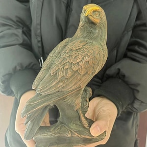Vintage Cast Metal American Bald Eagle Perching On Tree Branch Antique Bronze, Animal Statue,American Pride Bird Sculpture Ornaments PDD228