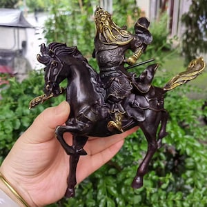 Bronze War Horse, Copper Statue of Horse, Brass Sculpture Collectable Table Decor Animal Figurine for Living Room Home Decorations gift P472
