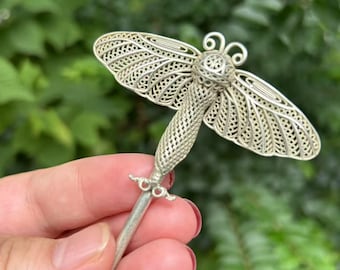 Vintage Style Copper Butterfly Hair Pin, Hanfu Hair Stick