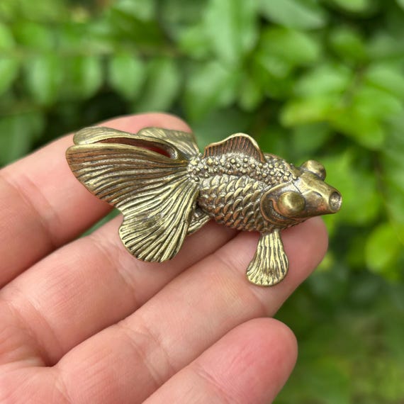 Buy Solid Brass Goldfish Figurine Vintage Copper Fish Tea Pet
