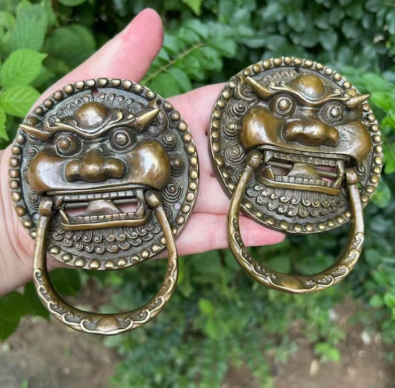 Vintage Copper Lion Head Door Knocker, Feng Shui Decor - Etsy