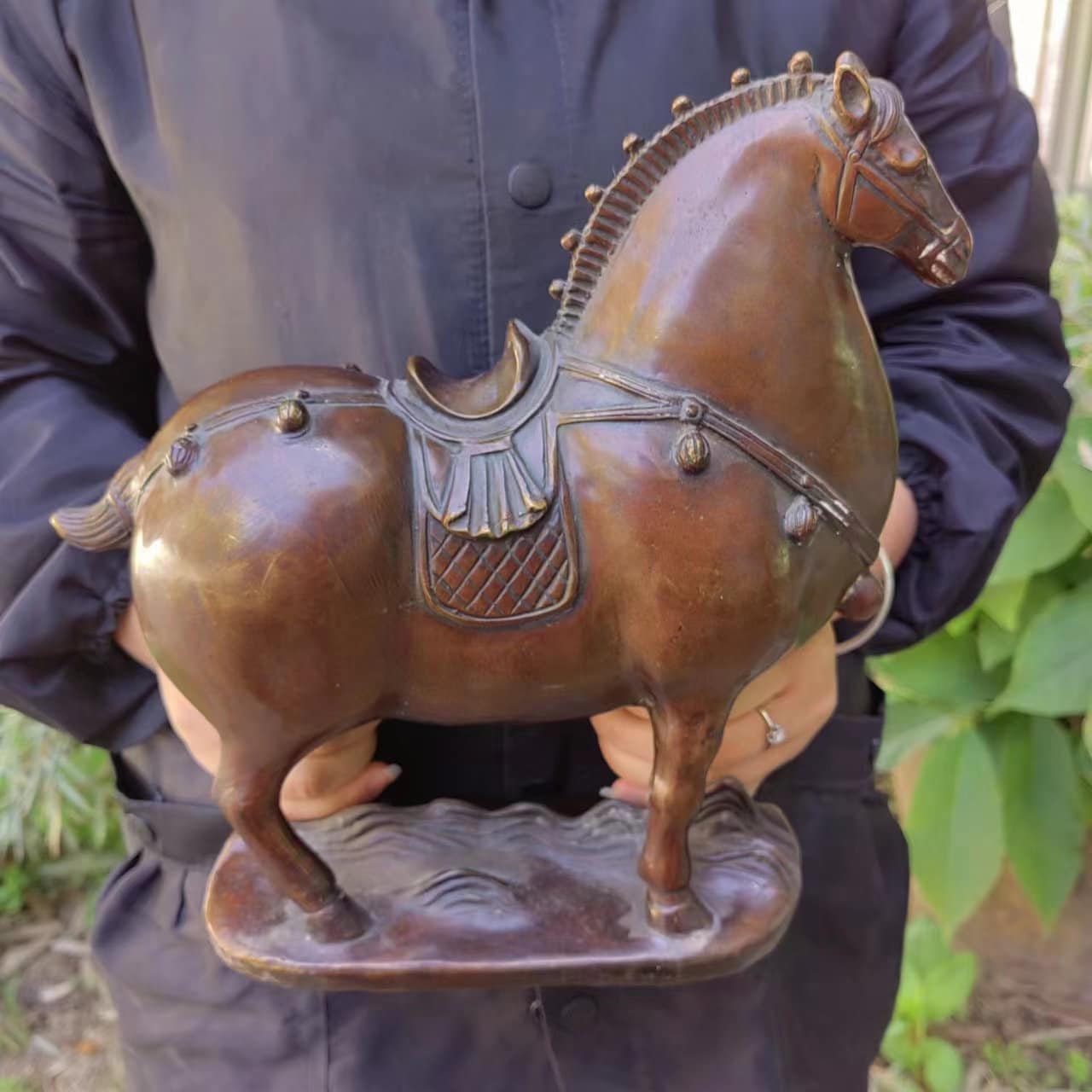 Bronze War Horse Statue, Copper Table Decor, Animal Figurine