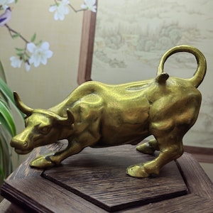 Pure Copper Wall Street Bull Statue Sculpture,Brass Cow Ox Statuette Figurine Modern Home Decor Office Lucky FengShui Ornaments Craft PDD117