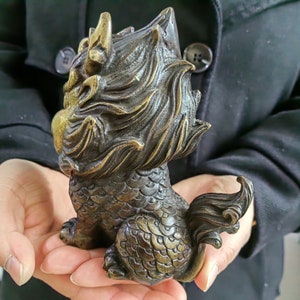 Wealth Pixiu Statue Feng Shui Decor Kirin Pi xiu,Copper kylin,Bronze unicorn Figurine,fine Foo-Dogs Lion Temple Guardian,Fengshui Decor gift image 10