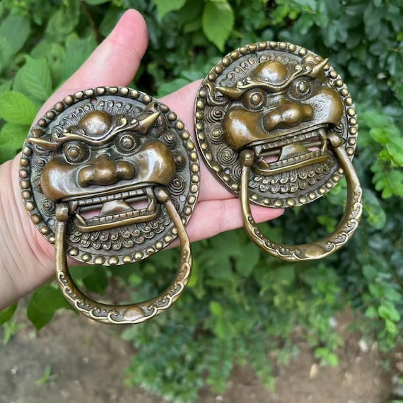 Vintage Copper Lion Head Door Knocker, Feng Shui Decor - Etsy