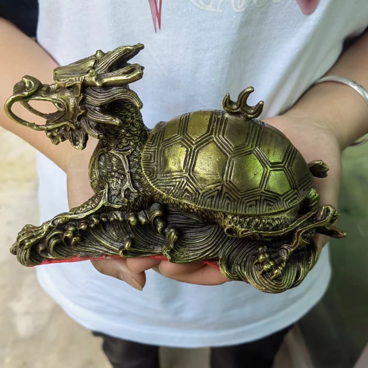 高級古銅鍍金風水龍亀神獣幸運彫刻水槽装飾茶ペット置物動物亀長寿亀