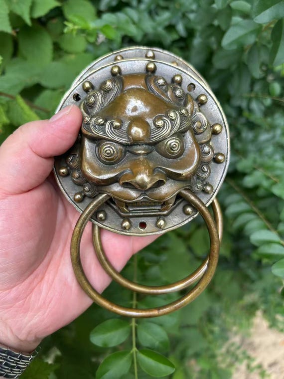 Copper Lion Head Door Knocker, Vintage Feng Shui Door Bell - Etsy