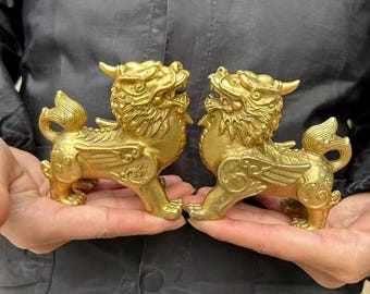 Pair Wealth Pixiu Statue Feng Shui Decor Kirin Pi Xiu,copper Kylin
