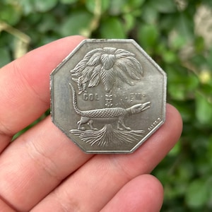 Vintage white copper Octagonal Crocodile Palm Commemorative Coin Replica Collectible Gift