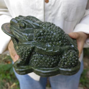 1 pic Feng Shui Natural genuine Green jade Money frog,  Fortune Coin Stone Crystal Healing Toad/ Frog /Chan Chu Sculpture Prosperity PDD658
