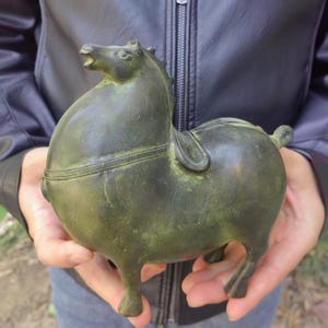 Bronze War Horse, Pure Copper Statue of fat Horse, Brass Sculpture Collectable Table Decor Animal Figurine for Living Room Decorations PD271