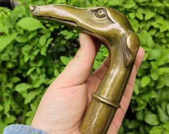 アンティーク真鍮製ドラゴンヘッド杖ハンドル、ヴィンテージスタイルの