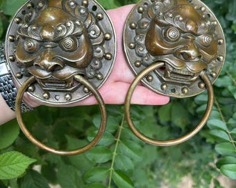 Copper Lion Head Door Knocker, Vintage Feng Shui Door Bell - Etsy