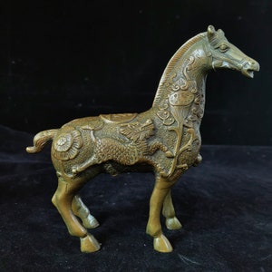 Bronze War Horse,Pure Copper Statue of Horse,Brass Sculpture Collectable Table Decor Animal Figurine for Living Room Home Decorations  Gift